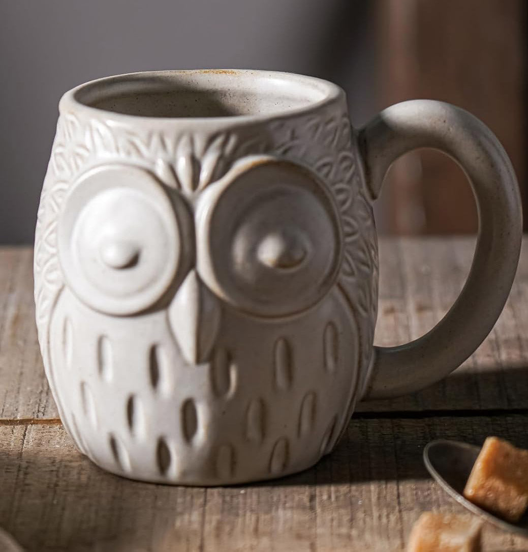 Handmade Owl Ceramic Coffee Mug - Large Cute 3D Owl Design for Coffee, Tea, Hot Cocoa 20 oz