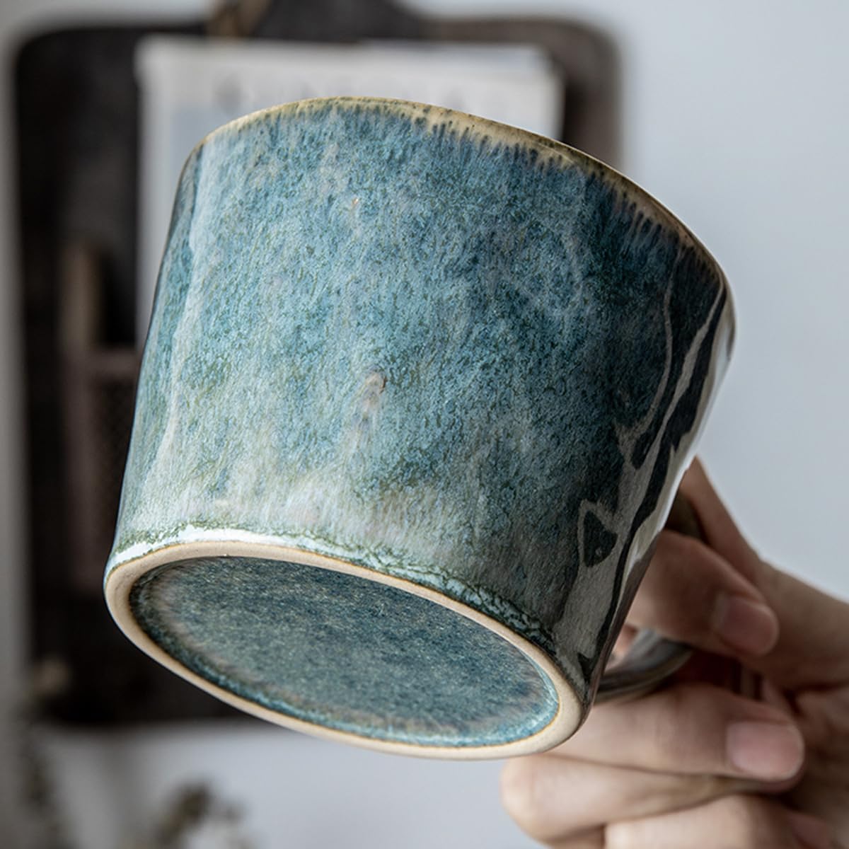 Handcrafted Ceramic Coffee Mug, Tea Cup with Handle, Vintage Coffee Cup for Office and Home, 12 oz