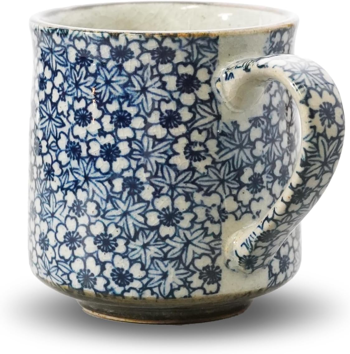 Nostalgic Mino Ware - Handcrafted Ceramic Sometsuke Small Mug Cup - Matcha Tea, (Kyokomon)