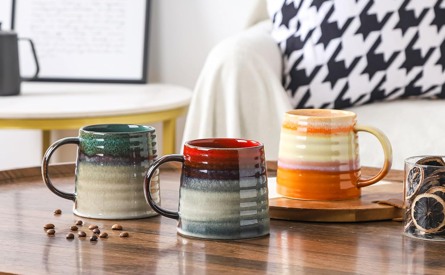 Handcrafted Large Ceramic Coffee Mugs, Handmade Pottery Mug,Big Tea Cup for Office and Home, 16 Oz